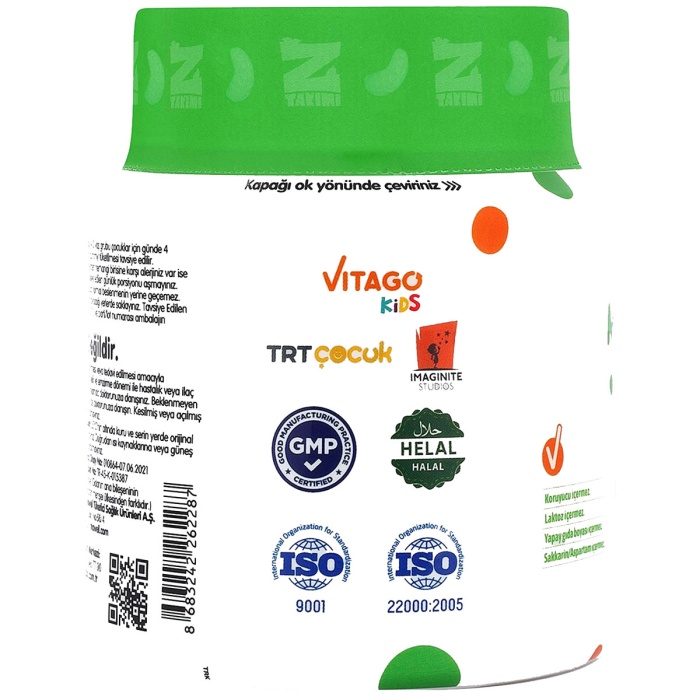 Vitago Kids Z Takımı Gummies Multivitamin Multimineral İçeren Çiğnenebilir Form 60 gummy