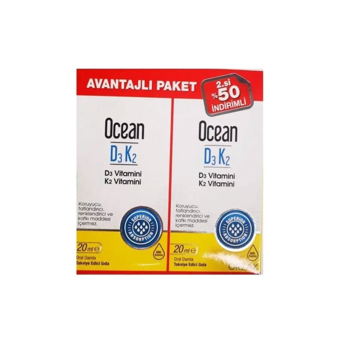 Ocean D3K2 Damla 20 ml + İkincisi %50 İndirimli