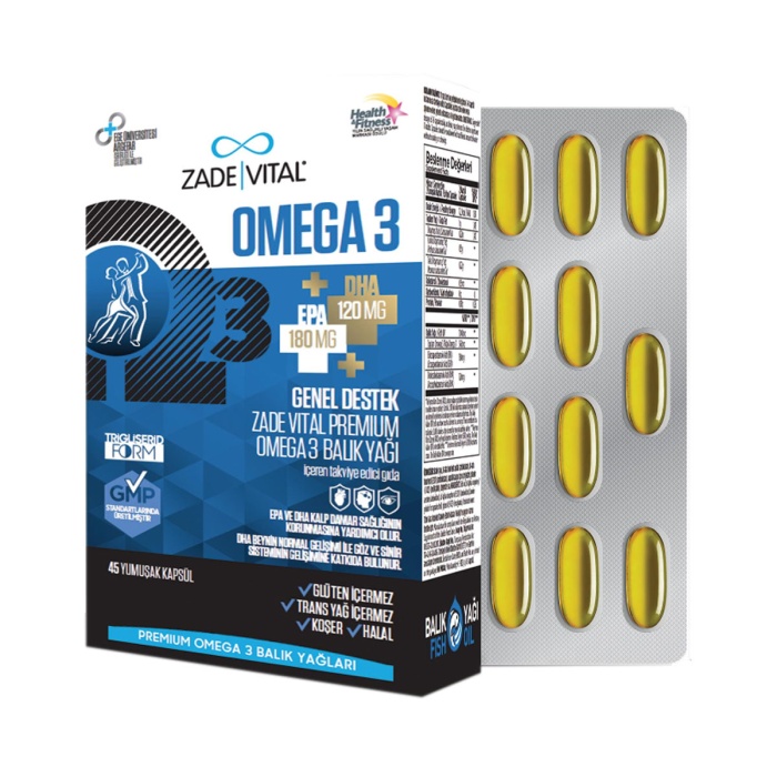 Zade Vital Omega 3 Balık Yağı Premium 45 Kapsül