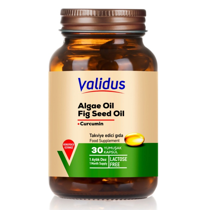 Validus Alg Yağı + İncir Çekirdeği Yağı + Curcumin 30 Softgel
