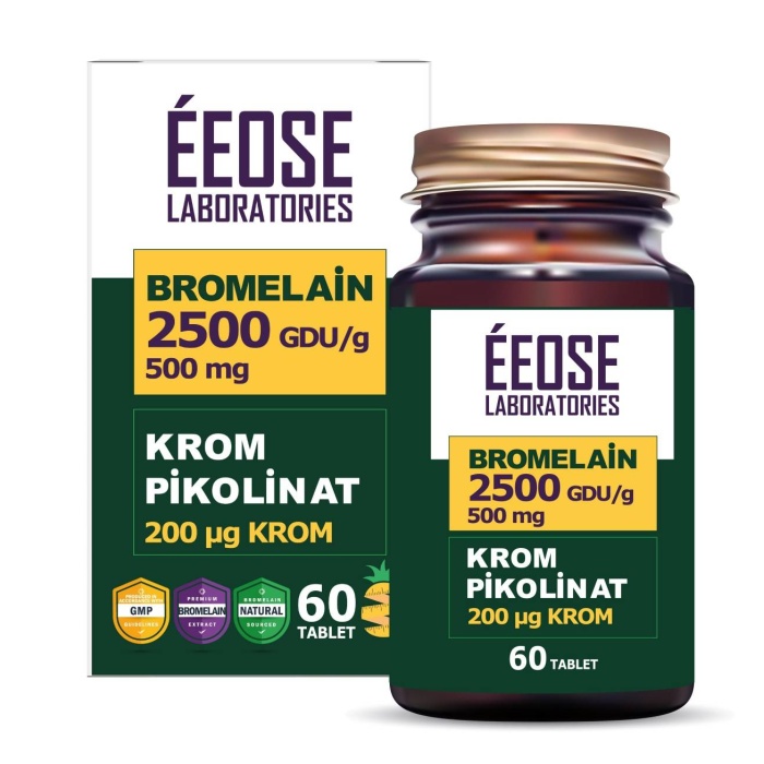 Eeose Bromelain 2500 GDU/g ve Krom Pikolinat 60 Tablet