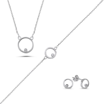 Çember Zirkon Taşlı Set