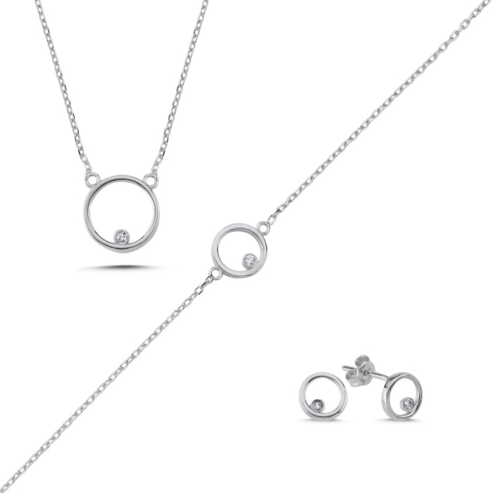 Çember Zirkon Taşlı Set