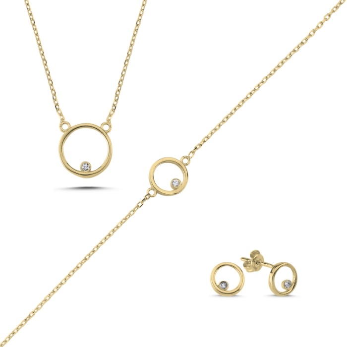 Çember Zirkon Taşlı Set