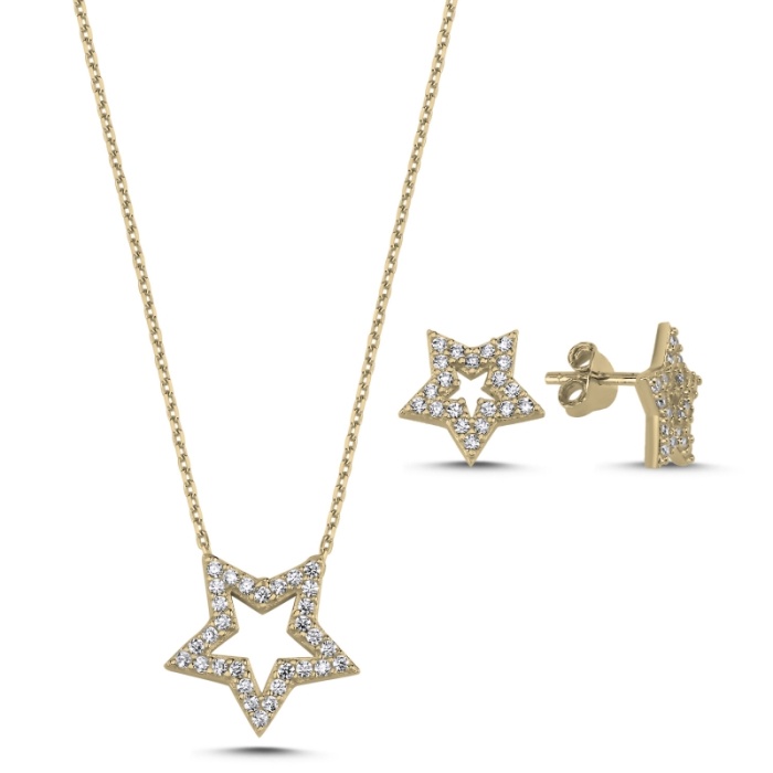 Zirkon Taşlı Yıldız Gümüş Set