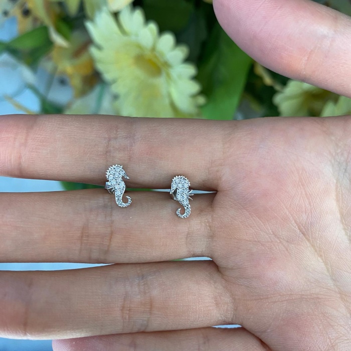 925 Ayar Gümüş  Denizatı Kolye ve Küpe Set