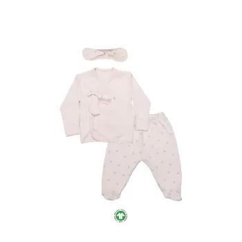 Bistyle 3lü Zıbın Takım Grow İn Love 13102 Pembe Ekru