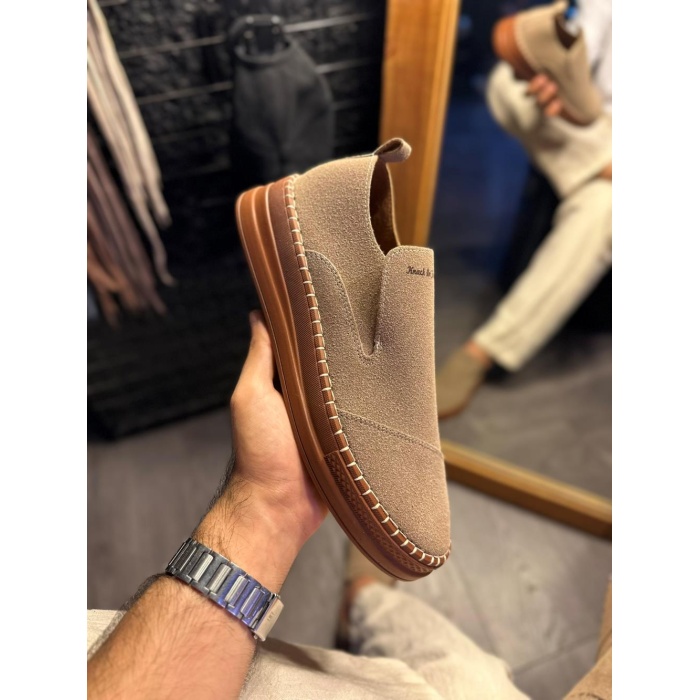Knack Bağcıksız Mevsimlik Süet Ayakkabı 019 Camel (Süet)