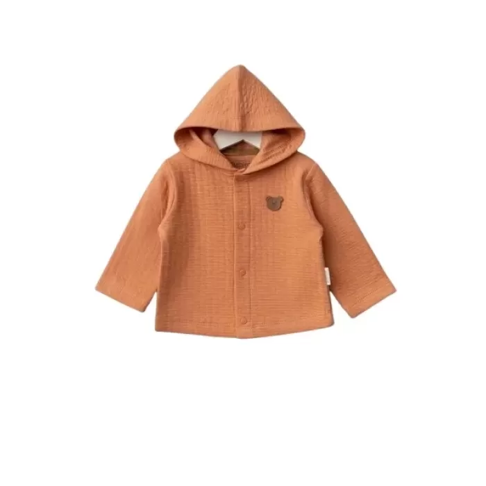 Kapüşonlu Bebek Hırka  Kiremit