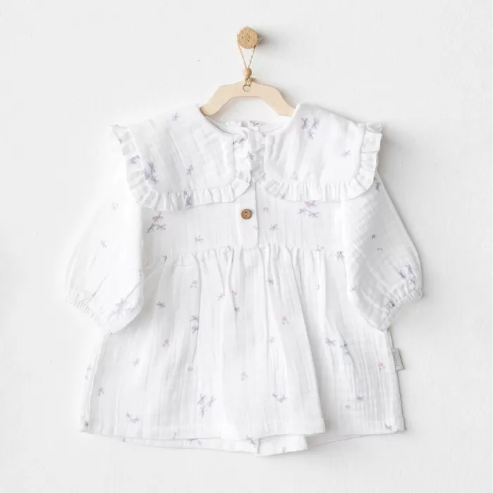 Magical Butterfly Müslin Bebek Elbise White
