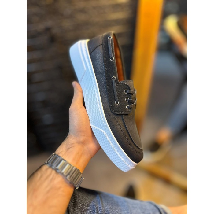 Knack Yüksek Taban Günlük Ayakkabı 700 Siyah (Beyaz Taban)