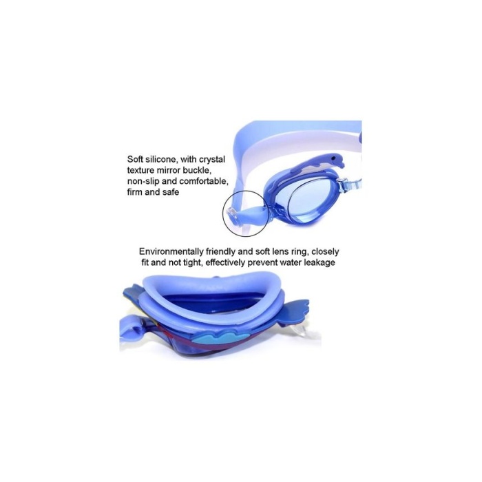 BERMUDA Karikatür Su Geçirmez Anti-Sis Yüksek Çözünürlüklü Çocuk Yüzme Gözlükleri Mavi Yunus
