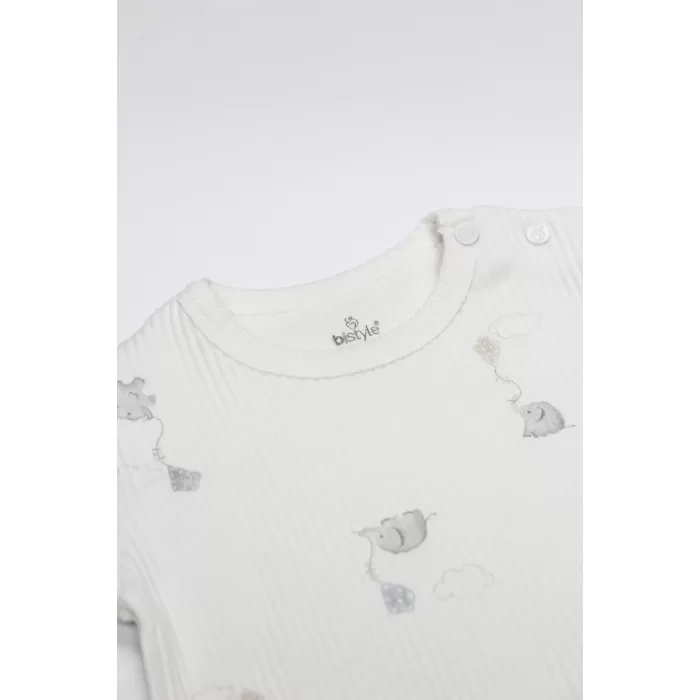Bistyle Flying Elephant Yarım Kol 2li Body 17116 Ekru Gri