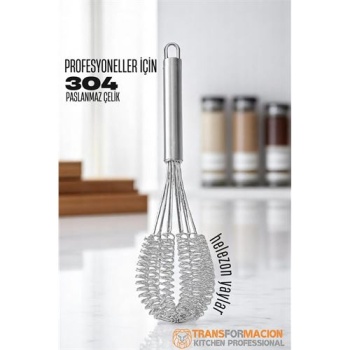 Turk Helezon Yaylı Çırpıcı 304 Paslanmaz Çelik Makarna Çırpıcı Çırpma Teli