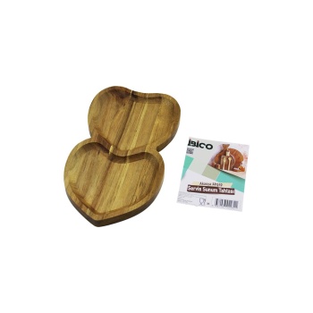 AKASYA KALPLİ  2 BÖLMELİ  AHŞAP SERVİS SUNUM TEPSİ - TAHTASI  25 X 14 X 1.4CM (4767)