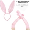 Saten Kaplama Soft Pembe Eldiven 40 cm ve Tavşan Kulak 2 li Set (4767)