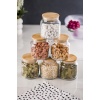 6lı Bambu Kapaklı Cam Kavanoz & Baharat Takımı & Baharatlık Seti 500 ML ( Vakum Kapak )