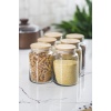 6 Lı Set Bambu Kapaklı Cam Kavanoz & Erzak Saklama Kabı 800 ml Orta  Boy ( Vakum Kapak )