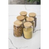 6 Lı Set Bambu Kapaklı Cam Kavanoz & Erzak Saklama Kabı 800 ml Orta  Boy ( Vakum Kapak )
