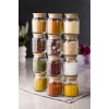 12li Bambu Kapaklı Cam Kavanoz & Baharat Takımı & Baharatlık Seti 250 ML (Vakum Kapak)