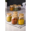6lı Bambu Kapaklı Cam Kavanoz & Baharat Takımı & Baharatlık Seti 200 ML (Vakum Kapak)