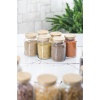 18li Bambu Kapaklı Cam Kavanoz & Erzak Saklama Kabı Seti 3* 1.3 Lt + 0.80 Lt + 0.50 Lt(Vakum Kapak)