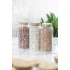 9lu Bambu Kapaklı Cam Kavanoz & Erzak Saklama Kabı Seti 3* 1.3 Lt + 0.80 Lt + 0.50 Lt (Vakum Kapak)