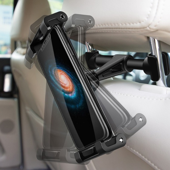 Oto Koltuk Arkası Telefon Tablet Tutucu Ayarlanabilir 360 Derece Dönebilen Pratik Stand (4767)