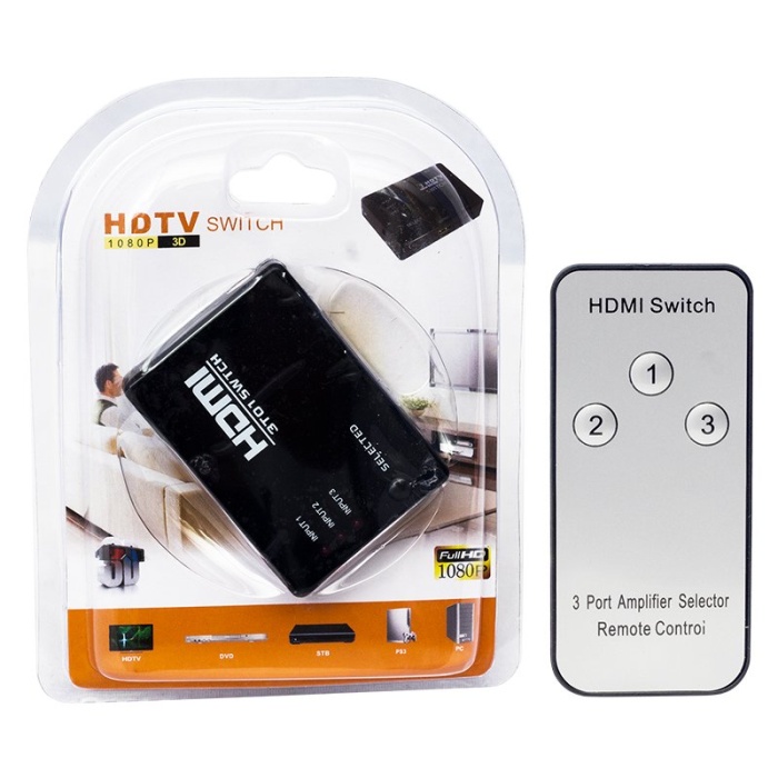 3 GİRİŞ 1 ÇIKIŞ HDMI SWITCHER TOPLAYICI KUMANDALI ADAPTÖRSÜZ (4767)