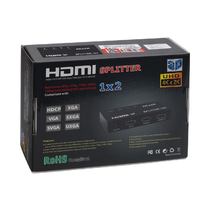 1.4V 1080P 4KX2K 2 PORT HDMI SPLITTER DAĞITICI (4767)