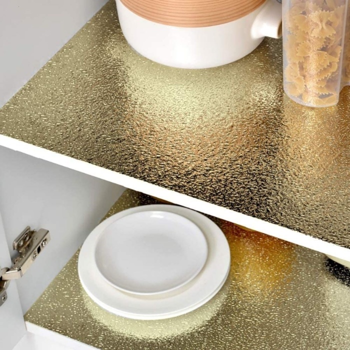 10 Metre Kendinden Yapışkanlı Silinebilir Mutfak Tezgah Üstü Sticker Folyo Gold Renk (4767)