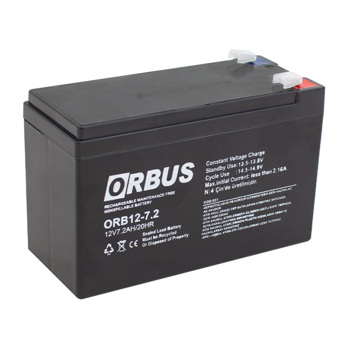 AKÜ 12 VOLT 7.2 AMPER ORBUS UPSLER İÇİN ORB12-7.2 (150 X 65 X 90 MM) (4767)