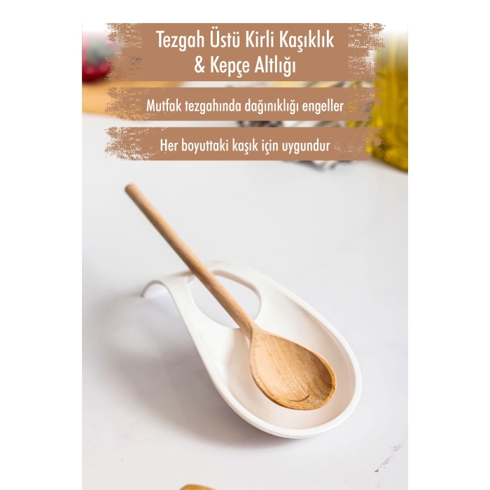 Akrilik Beyaz Tezgah Üstü Kirli Kaşıklık & Kepçe Altlığı