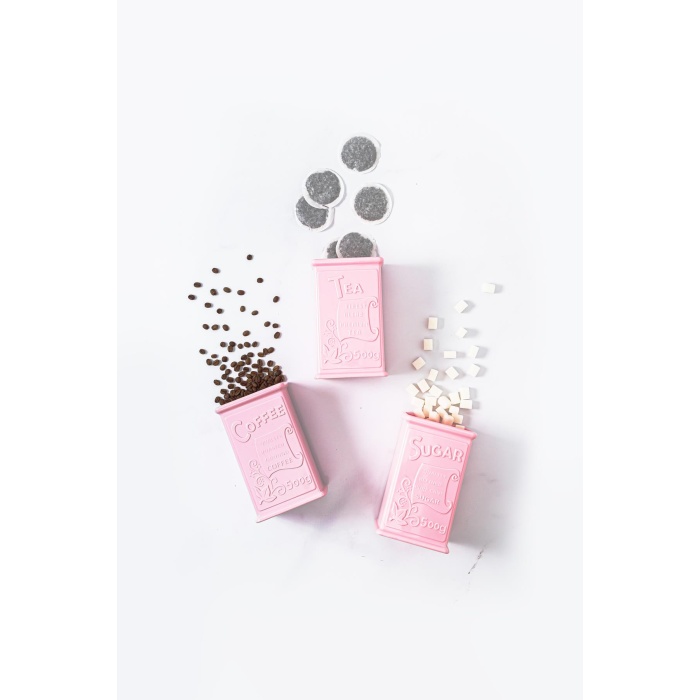 Akrilik Soft Pembe Şeker Kahve Çay Kavanozu 500 Ml (Vakum Kapak )
