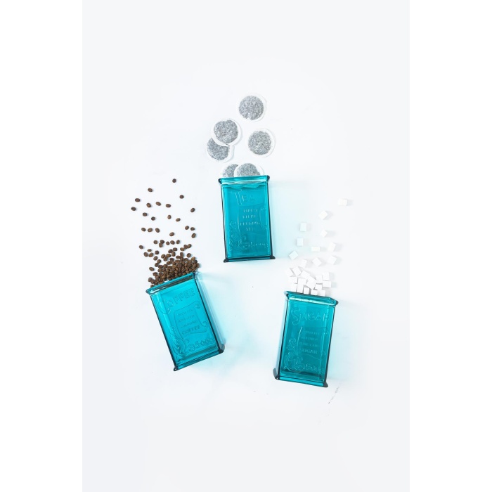 Akrilik Aquamarin Şeker Kahve Çay Kavanozu 500 Ml (Vakum Kapak )