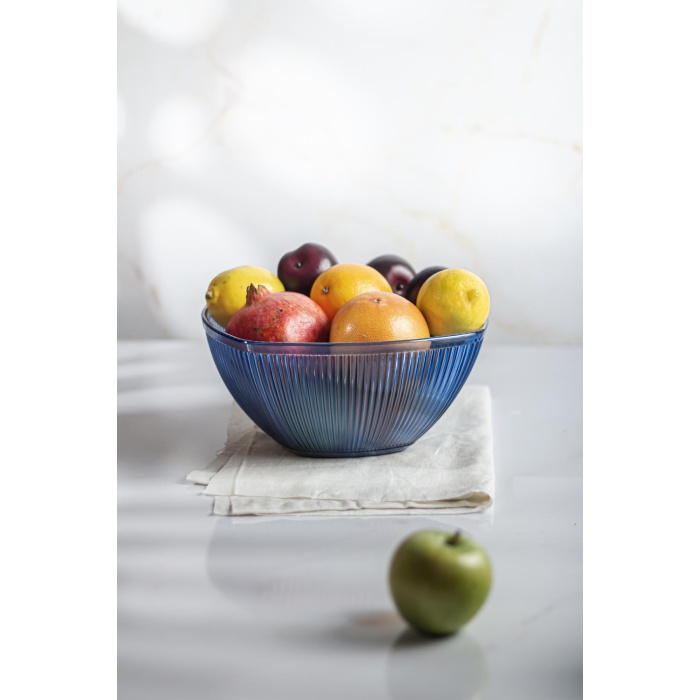 Akrilik Barok Lacivert Büyük Kare Meyve & Salata Kasesi & Karıştırma Kabı / 3,3 Lt  (CAM DEĞİLDİR)