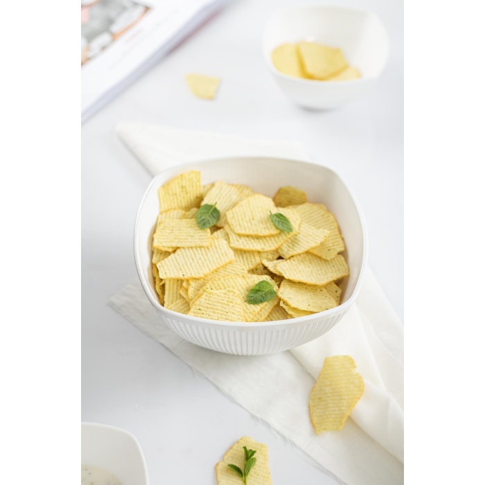 Akrilik Barok Beyaz Orta Boy Kare Meyve & Salata Kasesi & Karıştırma Kabı / 1,5 Lt  (CAM DEĞİLDİR)