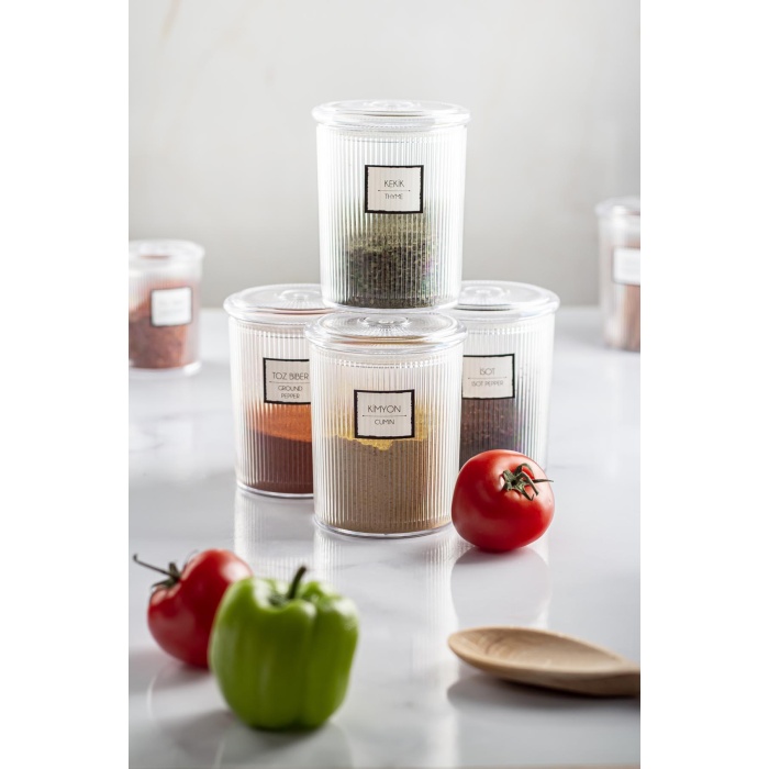 12li Barok Yuvarlak Baharat Kavanoz Seti & Saklama Kabı & Erzak Kabı (12*250 ML)
