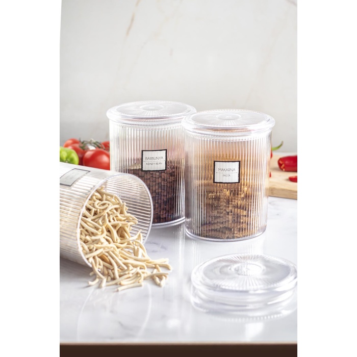 12li Barok Yuvarlak Büyük Kavanoz Seti & Saklama Kabı & Erzak Kabı (12*2000 ML)