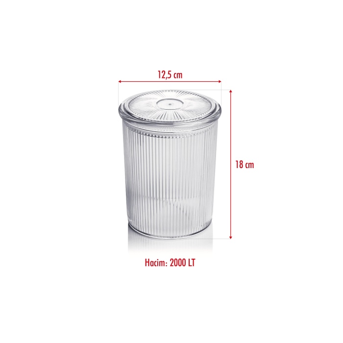 6lı Barok Yuvarlak Büyük Kavanoz Seti & Saklama Kabı & Erzak Kabı (6*2000 ML)