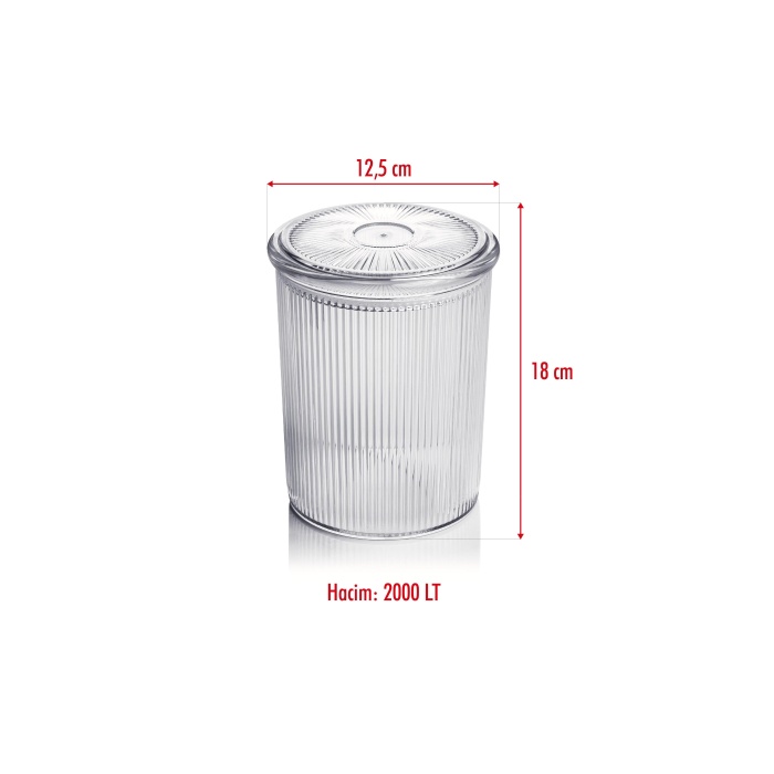 9lu Barok Yuvarlak Büyük Kavanoz Seti & Saklama Kabı & Erzak Kabı (9*2000 ML)