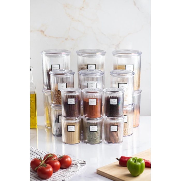 18li Barok Yuvarlak 3 Boy Kavanoz Seti & Saklama Kabı & Erzak Kabı (6*2000 ML, 6*1000 ML ,6*500 ML)