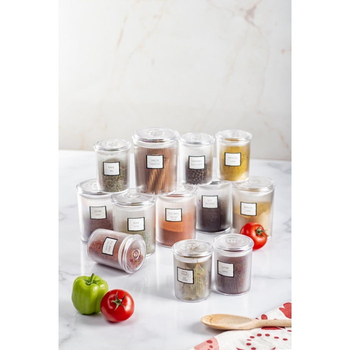12li Barok Yuvarlak 2 Boy Kavanoz Seti & Saklama Kabı & Erzak Kabı 6*500 ML,6*250 ML)