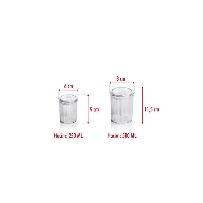 12li Barok Yuvarlak 2 Boy Kavanoz Seti & Saklama Kabı & Erzak Kabı 6*500 ML,6*250 ML)