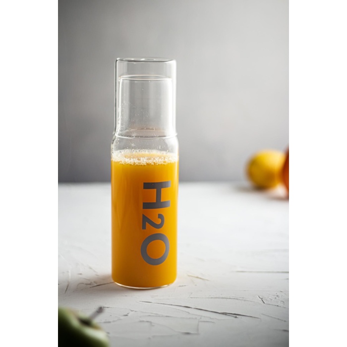 Borosilikat Cam Gri Başucu Sürahisi & Cam Sürahi * 600 ml