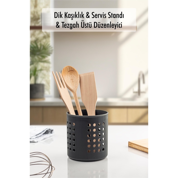 Füme Silindir Dik Kaşıklık &  Tezgah Üstü Düzenleyici & Servis Standı
