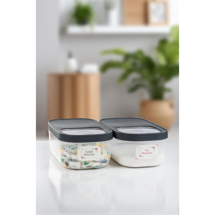 2Li 5 LT Multibox Kayar Kapaklı Saklama Kabı & Erzak Kabı & Toz Ve Tablet Deterjan Kutusu ( ETİKET HEDİYELİ )