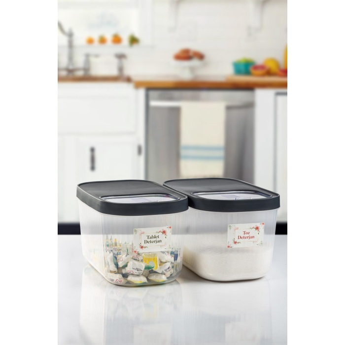 2Li 7.5 LT Multibox Kayar Kapaklı Saklama Kabı & Erzak Kabı & Toz Ve Tablet Deterjan Kutusu ( ETİKET HEDİYELİ )