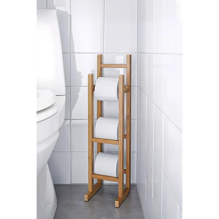 Doğal Bambu Yedekli Wc Kağıtlık
