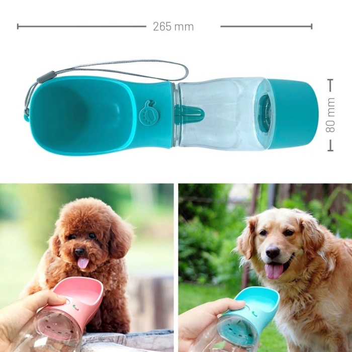 Taşınabilir Mama Hazneli Evcil Hayvan Suluğu Seyahat Kabı Kilitlenebilen Su Sızdırmaz 380ML (4767)